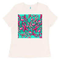 Bone Cancer Ribbon with Heart Ladies Tee - texasbilliewilder