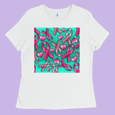 Cancer Ribbon With Heart Ladies Tee Designed By Texasbilliewilder