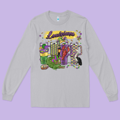 Obsessive Cup Disorder Mardi Gras Long Sleeve Tee Designed By Maliassmallbusiness
