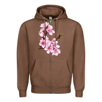 Chestnut Peach Blossom Illustrations Zipper Hoodie - LillyAllenDesigns
