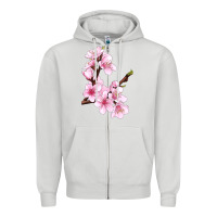 Dove Grey Peach Blossom Illustrations Zipper Hoodie - LillyAllenDesigns