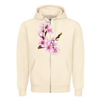 Sandshell Peach Blossom Illustrations Zipper Hoodie - LillyAllenDesigns