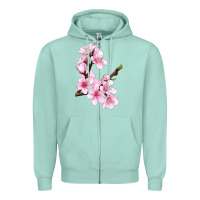 Seafoam Peach Blossom Illustrations Zipper Hoodie - LillyAllenDesigns