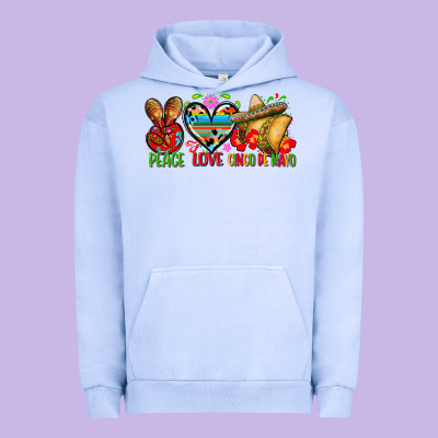Peace Love Cinco De Mayo Urban Hoodie Designed By Fadigitalartstudio