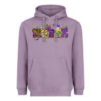 Lavender Mardi Gras Day Nurse Heavyweight Hoodie - NancyCooperArtShop