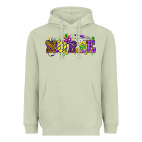 Matcha Mardi Gras Day Nurse Heavyweight Hoodie - NancyCooperArtShop