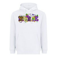 White Mardi Gras Day Nurse Heavyweight Hoodie - NancyCooperArtShop