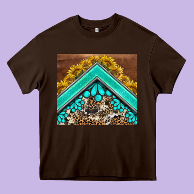 Western  Sunflower Turquise Gemstone  Tumbler Heavy Core Tee Designed By Barkaloodesign