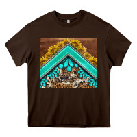 Chocolate Brown western  sunflower turquise gemstone  tumbler Heavy Core Tee - BarkalooDesign
