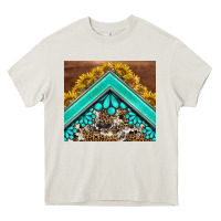 Cream western  sunflower turquise gemstone  tumbler Heavy Core Tee - BarkalooDesign