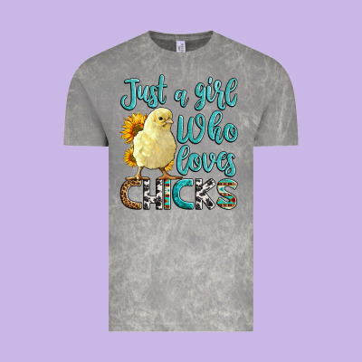 Western Just A Girl Who Loves Chicks Vintage Tee Designed By Lillyallendesigns