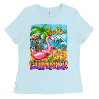 Baby Blue hello summer skeleton Ladies Tee - Zillion Design Studio