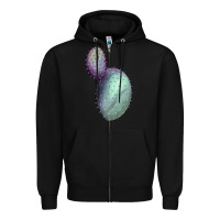Black Opunthia Santa Rita Cactus Zipper Hoodie - LillyAllenDesigns