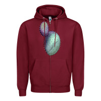 Burgundy Opunthia Santa Rita Cactus Zipper Hoodie - LillyAllenDesigns