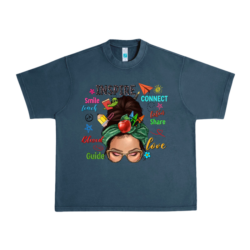 Teacher Messy Bun Caucasian Urban Heavy Tee by NancyCooperArtShop | Teevron