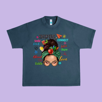 Teacher Messy Bun Caucasian Urban Heavy Tee Designed By Nancycooperartshop