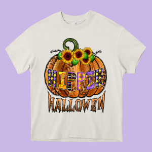 Hippie Halloween Heavy Core Tee Designed By Cowhidedigitalart