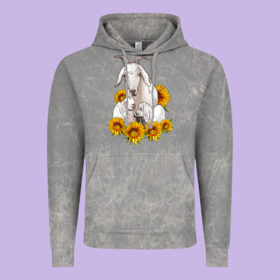 Goat Family With Sunflowers Vintage Hoodie Designed By Artiststas