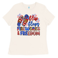 Bone flip flops fireworks and freedom Ladies Tee - Zillion Design Studio