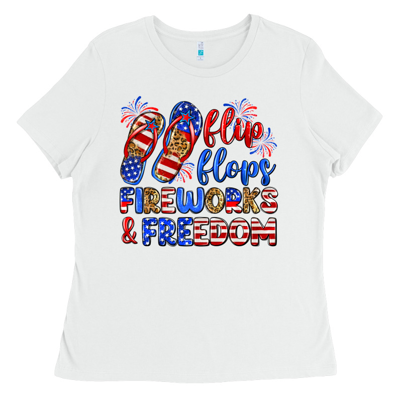 Flip Flops Fireworks And Freedom Ladies Tee by Zillion Design Studio | Teevron
