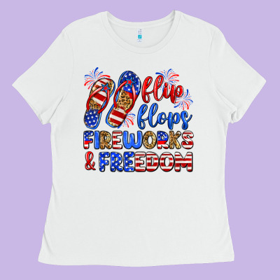Flip Flops Fireworks And Freedom Ladies Tee Designed By Zillion Design Studio