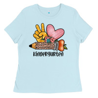 Baby Blue peace love kindergarten Ladies Tee - JahusDesignShop