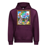 Mauve Wine Happy Easter Day Urban Hoodie - OliviaCreatesArt