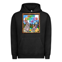 Pigment Black Happy Easter Day Urban Hoodie - OliviaCreatesArt