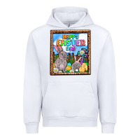 White Happy Easter Day Urban Hoodie - OliviaCreatesArt