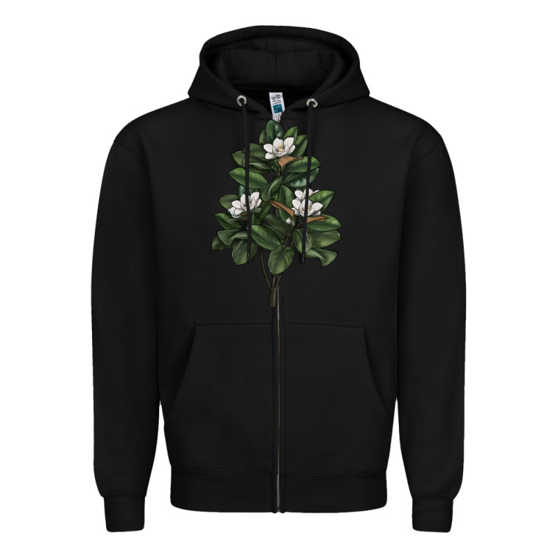Magnolia Flower Illustrations Zipper Hoodie by LillyAllenDesigns | Teevron