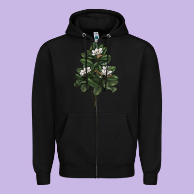 Magnolia Flower Illustrations Zipper Hoodie Designed By Lillyallendesigns