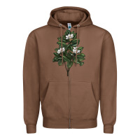 Chestnut Magnolia Flower Illustrations Zipper Hoodie - LillyAllenDesigns