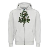 Dove Grey Magnolia Flower Illustrations Zipper Hoodie - LillyAllenDesigns