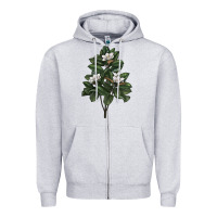 Heather Grey Magnolia Flower Illustrations Zipper Hoodie - LillyAllenDesigns