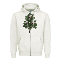 Oatmeal Heather Magnolia Flower Illustrations Zipper Hoodie - LillyAllenDesigns