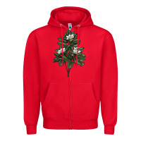Red Magnolia Flower Illustrations Zipper Hoodie - LillyAllenDesigns