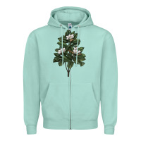 Seafoam Magnolia Flower Illustrations Zipper Hoodie - LillyAllenDesigns