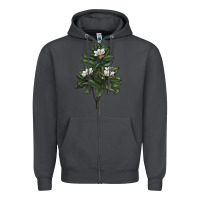 Smoke Magnolia Flower Illustrations Zipper Hoodie - LillyAllenDesigns