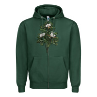 Sports Green Magnolia Flower Illustrations Zipper Hoodie - LillyAllenDesigns
