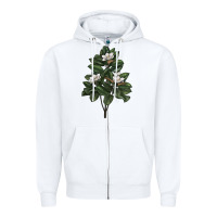 White Magnolia Flower Illustrations Zipper Hoodie - LillyAllenDesigns