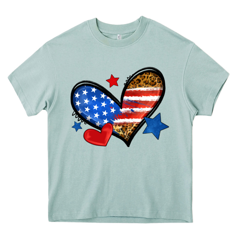 American Flag Heart Leopard Heavy Core Tee by Neo Western | Teevron