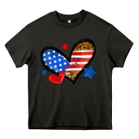 Asphalt American flag heart leopard Heavy Core Tee - Neo Western