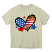 Mossy American flag heart leopard Heavy Core Tee - Neo Western