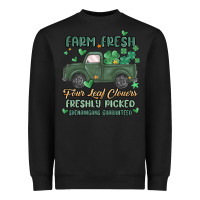 Black farm fresh four leaf clovers Heavyweight Sweatshirt - MaliasSmallBusiness