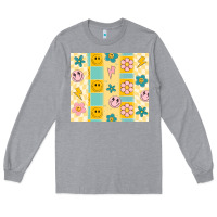 Heather Grey retro daisy Long Sleeve Tee - MaliasSmallBusiness