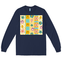 Navy retro daisy Long Sleeve Tee - MaliasSmallBusiness