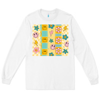 White retro daisy Long Sleeve Tee - MaliasSmallBusiness