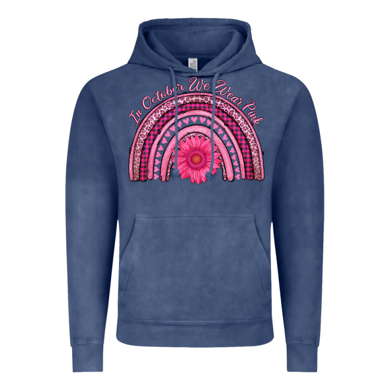 In October We Wear Pink Rainbow Vintage Hoodie by AdoDesignShop | Teevron