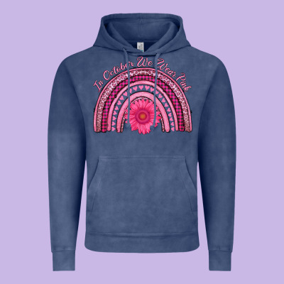 In October We Wear Pink Rainbow Vintage Hoodie Designed By Adodesignshop
