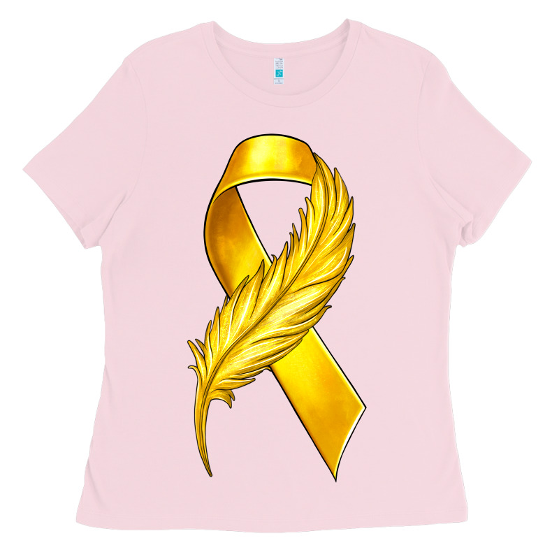 Childhood Cancer Ribbon With Feather Ladies Tee by texasbilliewilder | Teevron
